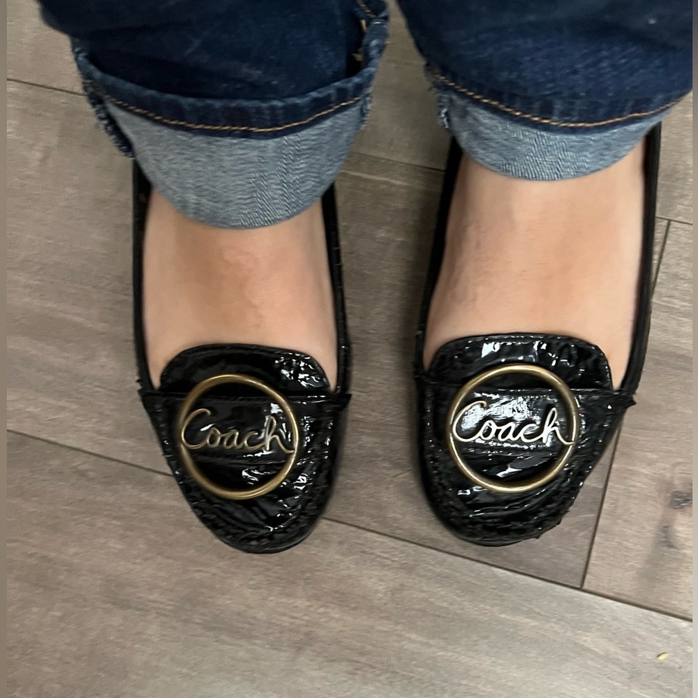 Coach Brown and Gold Leather Flats